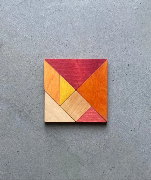 Drewniany Tangram w woreczku – barwa ciepła Wooden Story