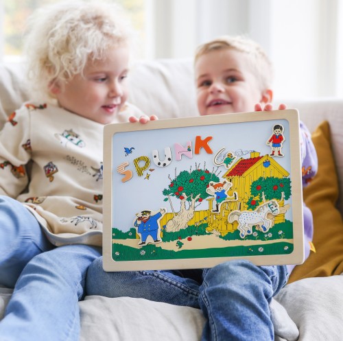 Dwustronna magnetyczna tablica literki i obrazki, edukacyjna zabawka Pippi