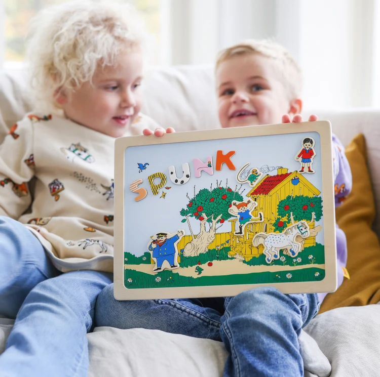 Dwustronna magnetyczna tablica literki i obrazki, edukacyjna zabawka Pippi