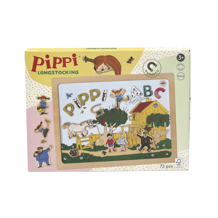 Dwustronna magnetyczna tablica literki i obrazki, edukacyjna zabawka Pippi