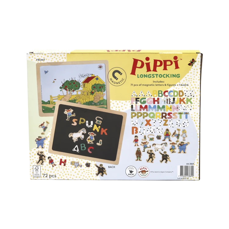 Dwustronna magnetyczna tablica literki i obrazki, edukacyjna zabawka Pippi