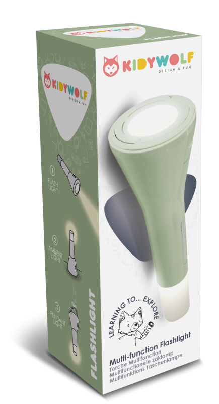 Latarka wielofunkcyjna dla dzieci zielona Kidyflashlight Kidywolf