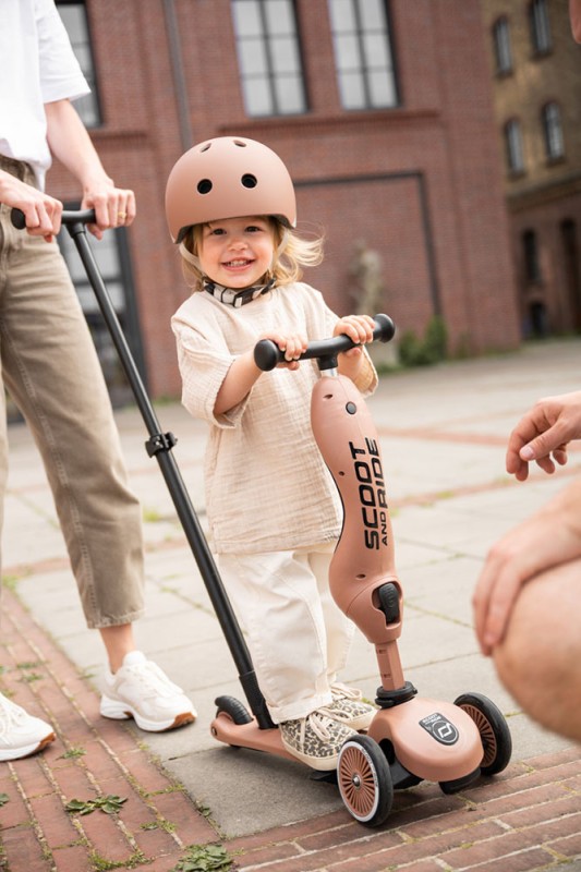 Scoot and Ride Highwaykick 1 Push and Go 2w1 Jeździk i hulajnoga z rączką do prowadzenia 1-5 lat Mocha SCOOTANDRIDE