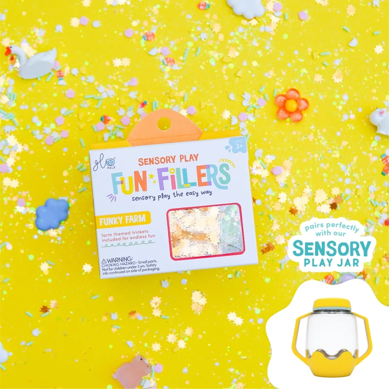 Wkład figurki brokaty do słoików zabaw sensorycznych FARMA Fun Fillers Glo Pals