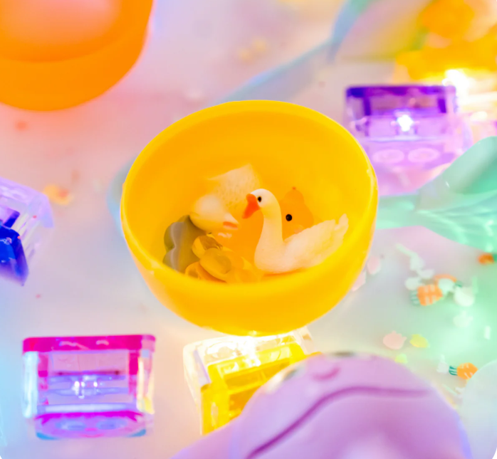 Wkład figurki brokaty do słoików zabaw sensorycznych FARMA Fun Fillers Glo Pals