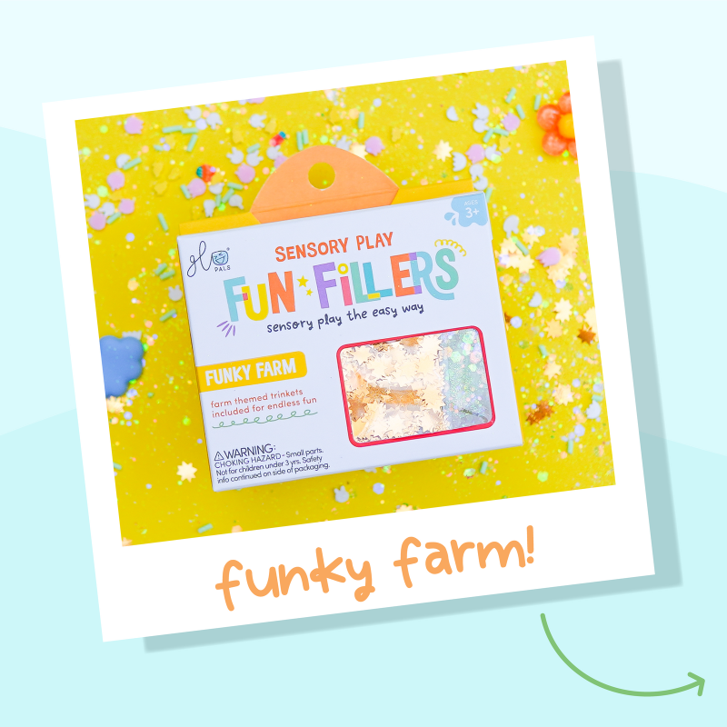 Wkład figurki brokaty do słoików zabaw sensorycznych FARMA Fun Fillers Glo Pals