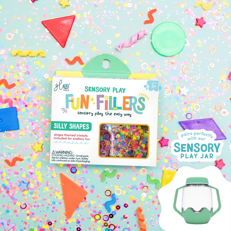 Wkład figurki brokaty do słoików zabaw sensorycznych SHAPES Fun Fillers Glo Pals