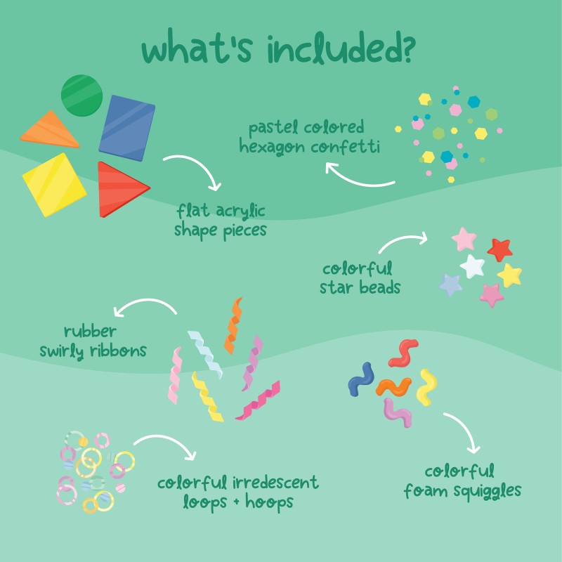 Wkład figurki brokaty do słoików zabaw sensorycznych SHAPES Fun Fillers Glo Pals