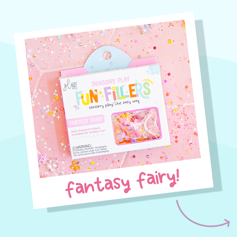 Wkład figurki brokaty do słoików zabaw sensorycznych FAIRY Fun Fillers Glo Pals
