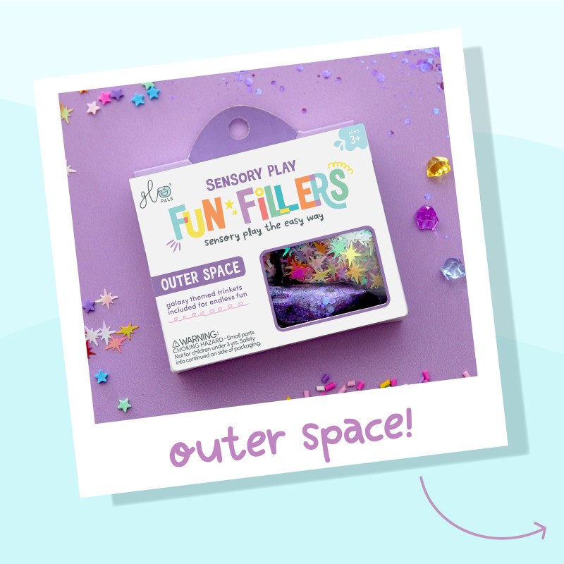 Wkład figurki brokaty do słoików zabaw sensorycznych SPACE Fun Fillers Glo Pals