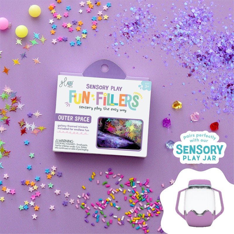 Wkład figurki brokaty do słoików zabaw sensorycznych SPACE Fun Fillers Glo Pals