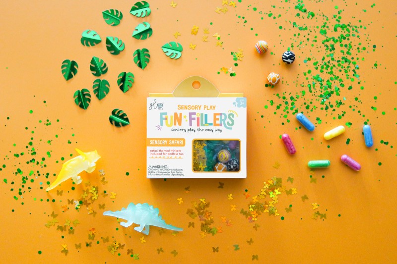 Wkład figurki brokaty do słoików zabaw sensorycznych SAFARI Fun Fillers Glo Pals