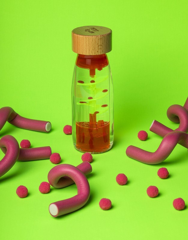 Butelka sensoryczna, dwufazowa MOVE SPIRALA różowa Petit Boum