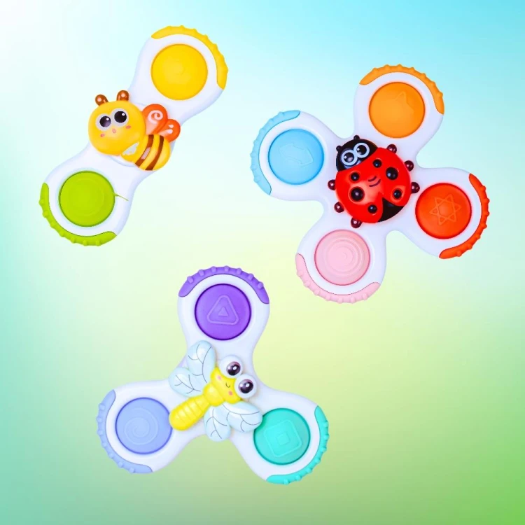 Sensoryczne spinnery z przyssawką 3 sztuki 6 m-cy+ Bo Jungle