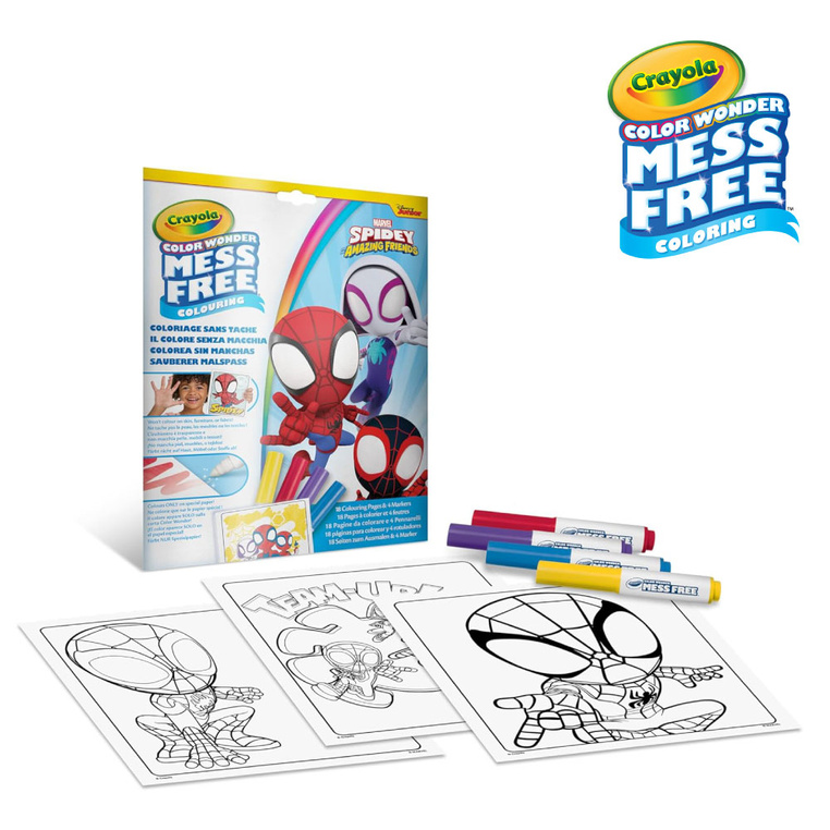 Kolorowanka dla dzieci i 4 niebrudzące magiczne flamastry Color Wonder Mess Free Spidey i super-kumple 3+ Crayola
