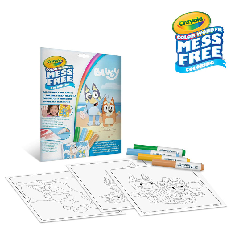 Kolorowanka dla dzieci i 4 niebrudzące magiczne flamastry Color Wonder Mess Free Bluey 3+ Crayola