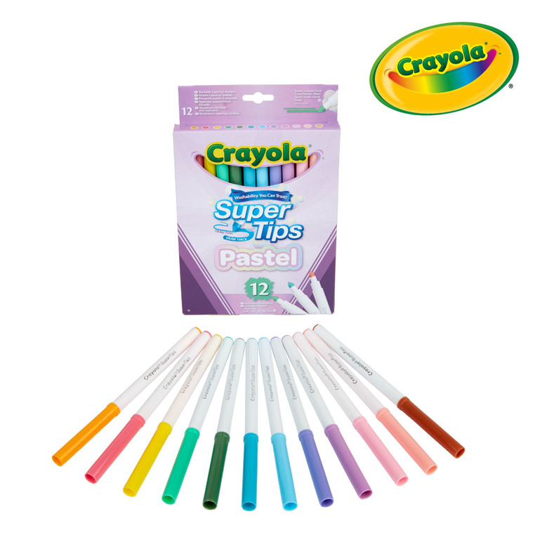 Super Tips Flamastry mazaki dla dzieci zmywalne pastelowe 12szt. Crayola