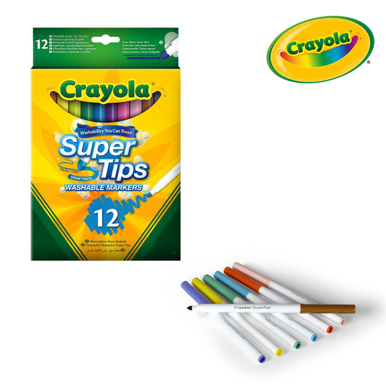 Super Tips Flamastry mazaki dla dzieci zmywalne 12szt. Crayola