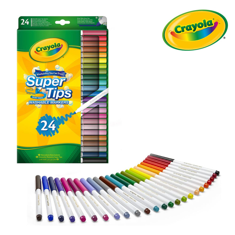 Super Tips Flamastry mazaki dla dzieci zmywalne 24szt. Crayola