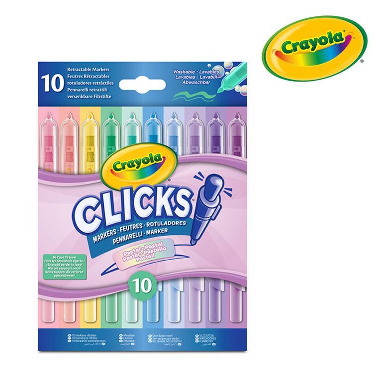 Flamastry automatyczne pastelowe zmywalne automatyczne Clicks 10szt. 8+ Crayola