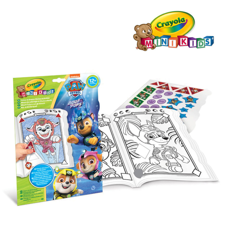 Kolorowanka dla dzieci z naklejkami Kształty i kolory Mini Kids Psi Patrol 12m+ Crayola