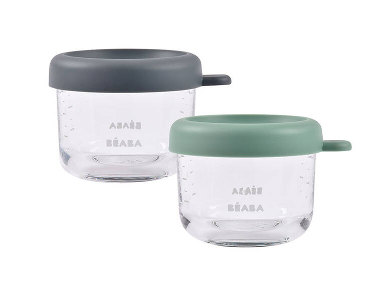 Zestaw pojemników słoiczków szklanych z zamknięciem 2 x 150 ml Mineral/Sage green Beaba